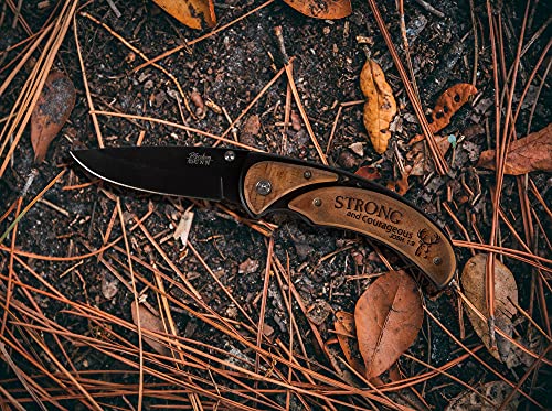 P. Graham Dunn Inspirational Sharp-Edge Metal Finished Christian Pocket Knife - 3 Inch Blade (Strong and Courageous)