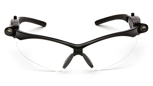 Pyramex PMXTREME Safety Glasses, Black Frame / Clear Anti-Fog Lens (NO CORD), LED Temples