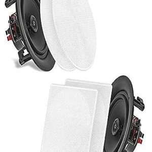 Pyle 6.5” 2-Way Midbass Speakers - Pair of In-Wall/In-Ceiling Woofer Speaker System 1/2'' High Compliance Polymer Tweeter Flush Mount Design w/ 60Hz - 20kHz Frequency Response 200 Watts Peak - PDIC66