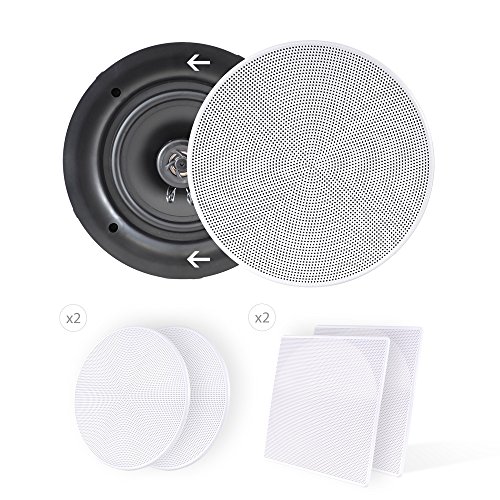 Pyle 6.5” 2-Way Midbass Speakers - Pair of In-Wall/In-Ceiling Woofer Speaker System 1/2'' High Compliance Polymer Tweeter Flush Mount Design w/ 60Hz - 20kHz Frequency Response 200 Watts Peak - PDIC66