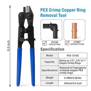 IWISS iCrimp PEX-1210C PEX Crimp Ring Removal Tool for 1/2-Inch,3/4-Inch,1-Inch F1807 Copper Crimp Rings