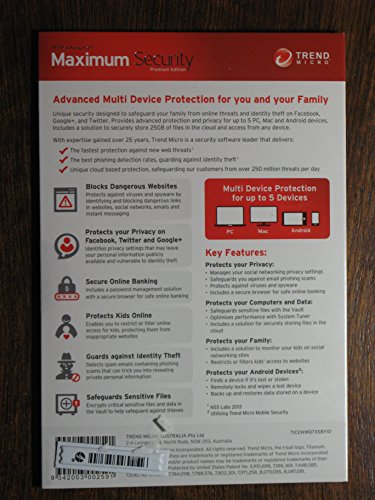 Trend Micro Maximum Internet Security 2014, Special Premium Edition, 5 Devices, 24 Months