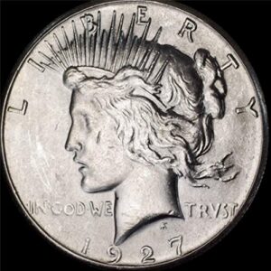 1927 peace dollar about uncirculated