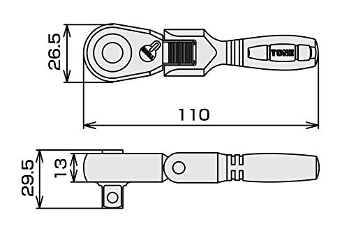 TONE RH4FCHS 1/2" Drive Stubby Handle Flex Head Ratchet