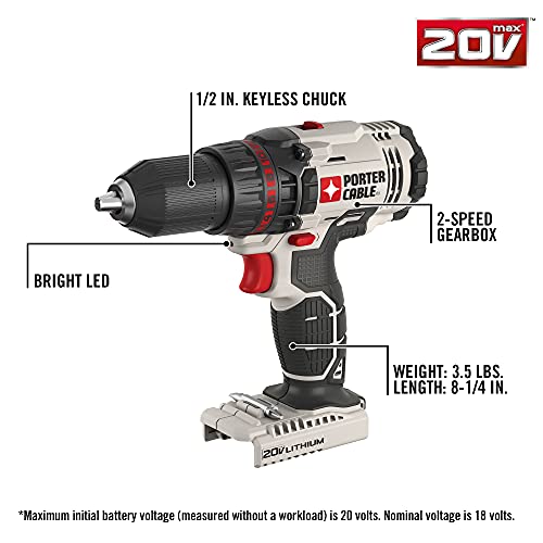 PORTER-CABLE 20V MAX* Cordless Drill Combo Kit with Reciprocating Saw, 2-Tool (PCCK603L2)