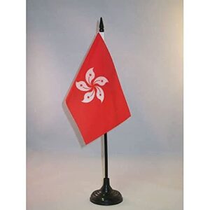 az flag hong kong table flag 4'' x 6'' - hong konger desk flag 15 x 10 cm - black plastic stick and base