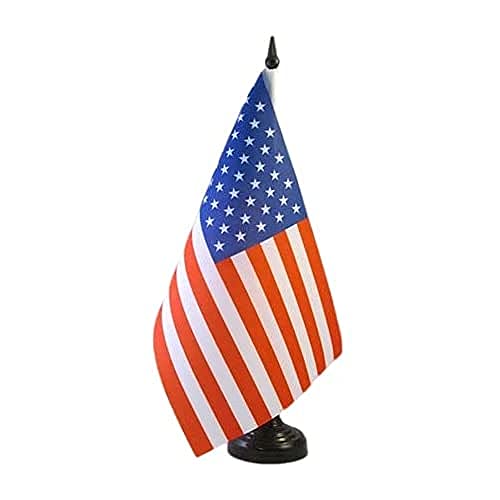 AZ FLAG United States Table Flag 5'' x 8'' - USA - US - American Desk Flag 21 x 14 cm - Black Plastic Stick and Base