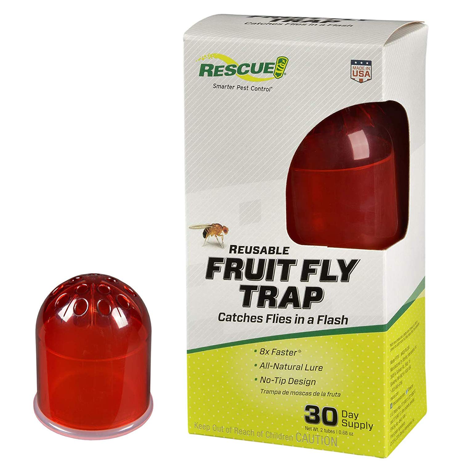 RESCUE! Fruit Fly Trap – Reusable, Includes Liquid Bait Attractant