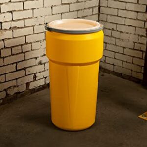 Eagle 20 Gallon Lab Pack Barrel Drum, Plastic Lever-Lock, Yellow, 1623