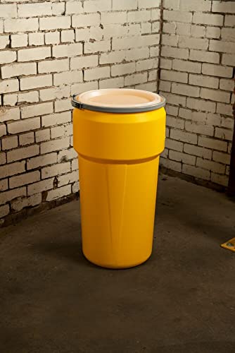 Eagle 20 Gallon Lab Pack Barrel Drum, Plastic Lever-Lock, Yellow, 1623