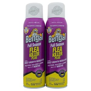 bengal full season flea killer plus, flea and tick aerosol spray with insect growth regulator, 2-count, 16 oz. aerosol cans