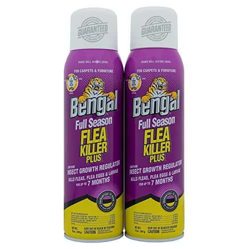 Bengal Full Season Flea Killer Plus, Flea and Tick Aerosol Spray with Insect Growth Regulator, 2-Count, 16 Oz. Aerosol Cans