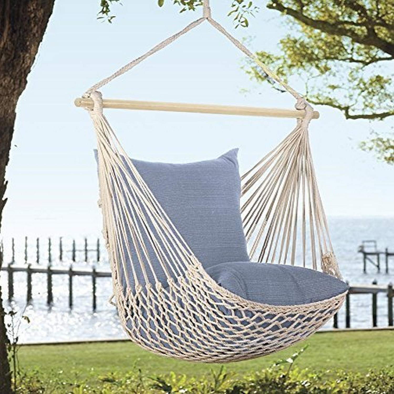 Plow & Hearth 34797 Hanging Rope Hammock Chair Swing Seat