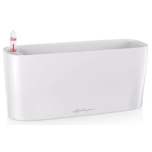 lechuza 15460 delta 10 indoor and outdoor use, 12" x 4" x 5", self watering planter, 30cm, white high gloss