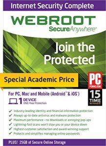webroot internet security complete 2015 - academic version 1 device 1 year