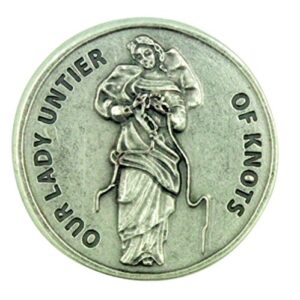 lumen mundi blessed virgin mary our lady untier of knots pocket token with prayer back