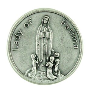 blessed virgin mary our lady of fatima silver tone pocket token with prayer