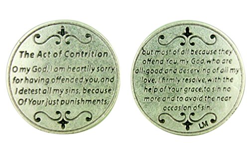 Devotional Pocket Token with Catholic Church Prayer "The Act of Contrition"