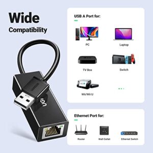 UGREEN Ethernet Adapter USB to 10 100 Mbps Network Adapter RJ45 Wired LAN Adapter for Laptop PC Compatible with Nintendo Switch Wii Wii U MacBook Chromebook Surface Windows macOS Linux (Black)