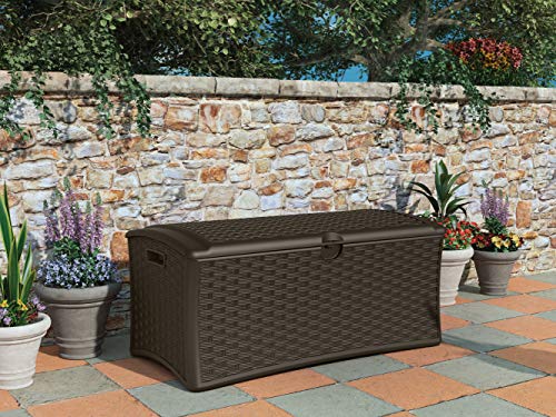 Suncast 72 Gallon Resin Outdoor Patio Storage Box, Java