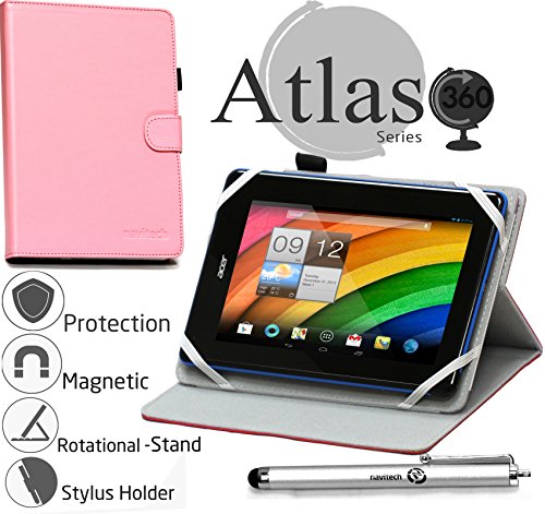 Navitech 7" Pink Case/Cover with 360 Rotational Stand & Stylus Pen Compatible with The Kindle Fire HD 7", HD Display, Wi-Fi, 8 GB/Kindle Fire HD 7", HD Display, Wi-Fi, 16 GB