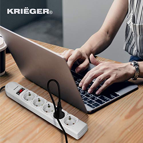 KRIËGER Electric German-Spanish Surge Protector Model KRE5 250 Joules 220V, 5 outlets