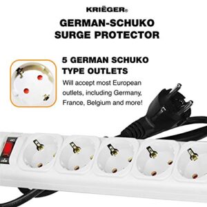 KRIËGER Electric German-Spanish Surge Protector Model KRE5 250 Joules 220V, 5 outlets