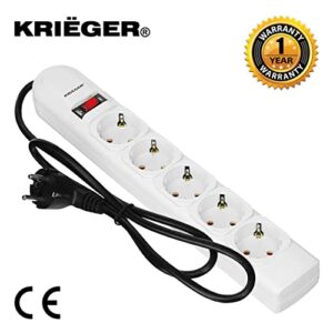 KRIËGER Electric German-Spanish Surge Protector Model KRE5 250 Joules 220V, 5 outlets