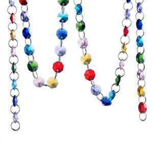 6ft glass crystal rainbow color 14mm octagon beads chain chandelier prisms hanging wedding garland