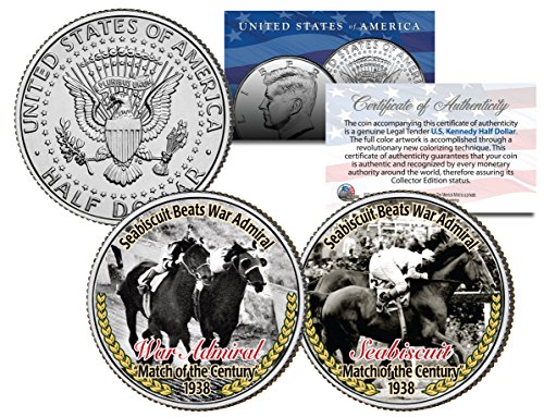 SEABISCUIT BEATS WAR ADMIRAL Match Race JFK Half Dollar 2-Coin Set Horse Racing