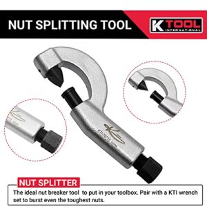 K Tool International 70715 Universal Automotive Nut Splitter Tool for Garages, Repair Shops, and DIY, Splits Nut Sizes 1/8"-15/16", 360 Degree Rotating Cutter, Heat Treated Drop Forged Frame, Silver