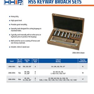 HHIP 2006-0056 30 Piece Keyway Broach Set, 1/8-3/16-1/4-5/16-3/8 Inch