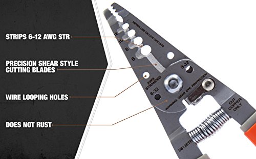 Southwire - 58277940 Tools & Equipment S612STR 4-10 AWG SOL & 6-12 AWG STR Ergonomic Handles Wire Stripper/Cutter