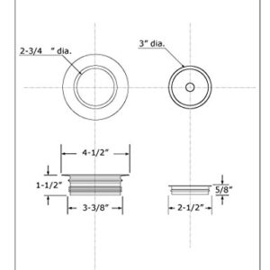 Westbrass D2091-54 Universal Replacement Disposal Drain Flange and Stopper Trim Set, Black