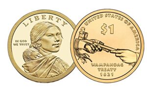 2011 p, d native american (sacagawea/golden) dollar 2 coin set uncirculated