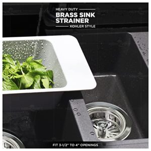 Highcraft 9735 Heavy Duty Kitchen Sink (3-1/2 Inch) Stainless Steel Drain Assembly With Strainer Basket KOHLER Style Stopper, 1.79