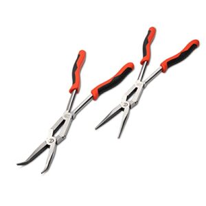 crescent 2 piece x2 straight and bent long nose dual material plier set - psx204c , red