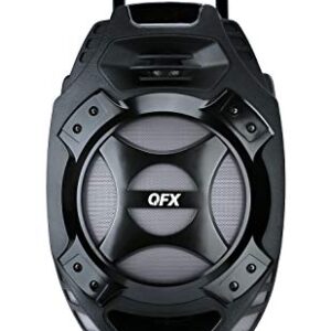 QFX PBX-61081 Rechargeable Portable Speaker | 8" Woofer | 2,600 Watts | Bluetooth, AUX, SD Card, FM Radio | Handle, Wheels, 12 Lbs | Perfect for Tailgating, Indoors, Outdoors Audio | Silver