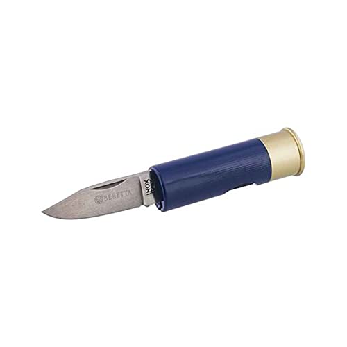 Beretta Shotgun Shell Stainless Steel Hunting Pocket Folding Knife, Blue