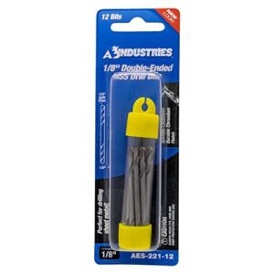 aes industries 1/8" double-ended high speed steel stubby drill bits (12 bits)