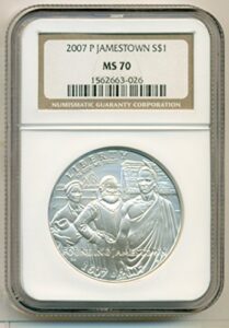 2007 p commemorative silver jamestown dollar ms70 ngc