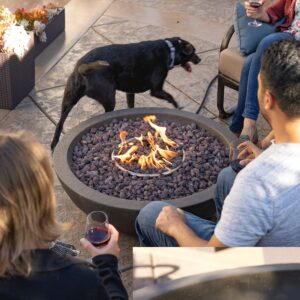 Bond Manufacturing 67504 Mondavi 36" Round 65,000 BTU Faux Concrete Gas Fire Bowl, Height: 12.5&quot, Brown