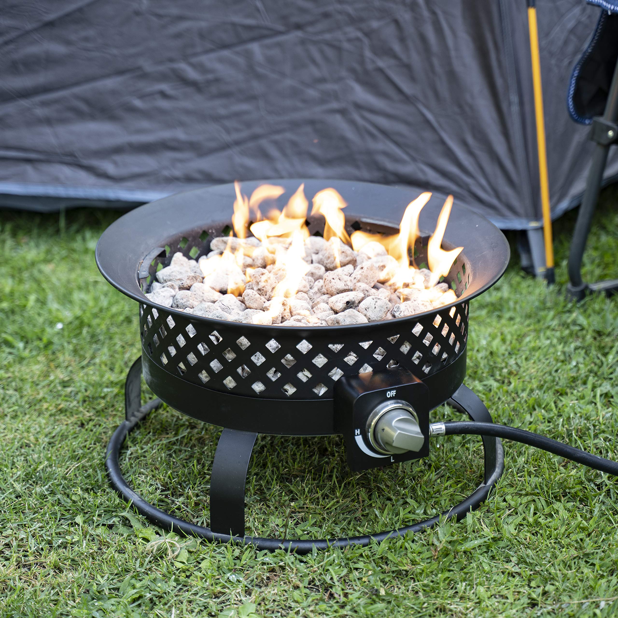 Bond Manufacturing 67836 54,000 BTU Aurora Camping, Backyard, Tailgating, Hunting and Patio. Locking Lid & Carry Handle Portable Steel Propane Gas Fire Pit Outdoor Firebowl, 18.5", Bronze