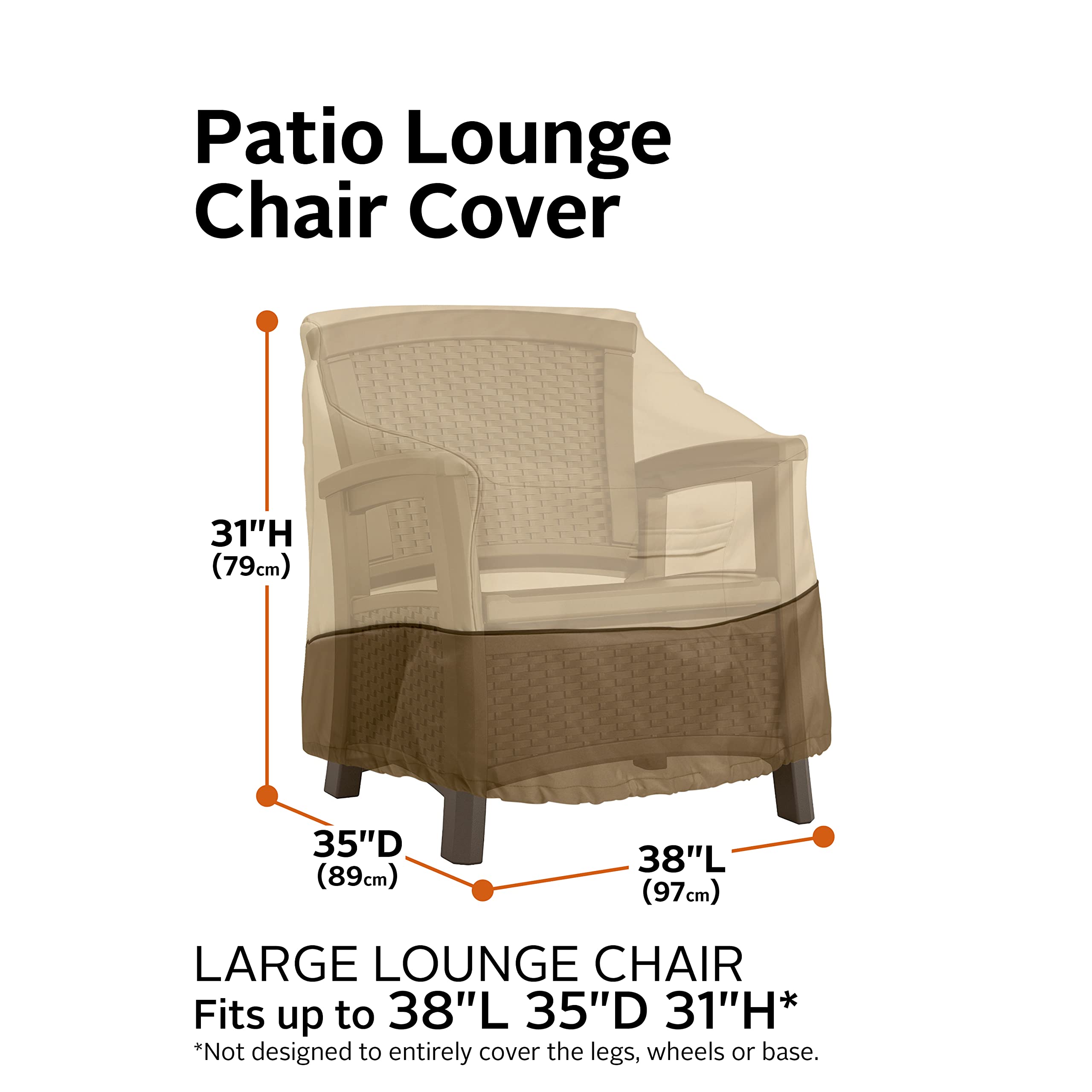 Classic Accessories Veranda Patio Lounge Chair Cover for Wicker Furniture, Large