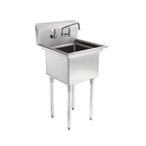 amgood commercial stainless steel sink - 1 compartment restaurant kitchen prep & utility sink with 10" faucet. nsf certified. (bowl size: 16" x 14" + faucet)