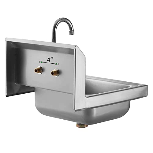 AmGood Stainless Steel Wall Mount Hand Sink | NSF | Commercial Hand Washing Basin For Restaurant, Kitchen and Home (17" x 15")