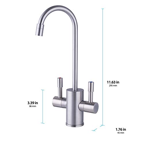 Ready Hot 41-RH-200-F560-BN Instant Hot Water Dispenser System, 2.5 Quarts, Manual Dial Dual Lever Hot and Cold Water Faucet Brushed Nickel