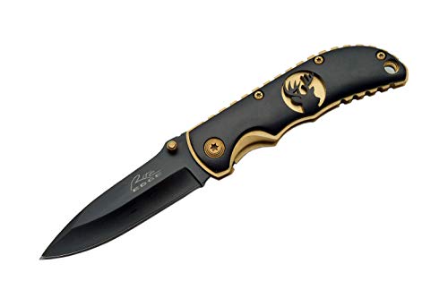 Rite Edge 211193-DE Deer Folding Knife, Black/Gold