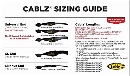 Cablz Skinnyz Original Eyewear Retainer | Black Stainless Cable Eyewear Retainer Strap | 14 inch - Extra Small End