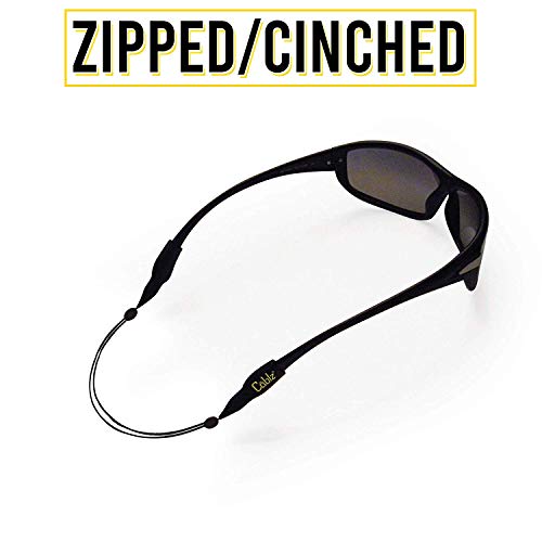 Cablz Skinnyz Original Eyewear Retainer | Black Stainless Cable Eyewear Retainer Strap | 14 inch - Extra Small End